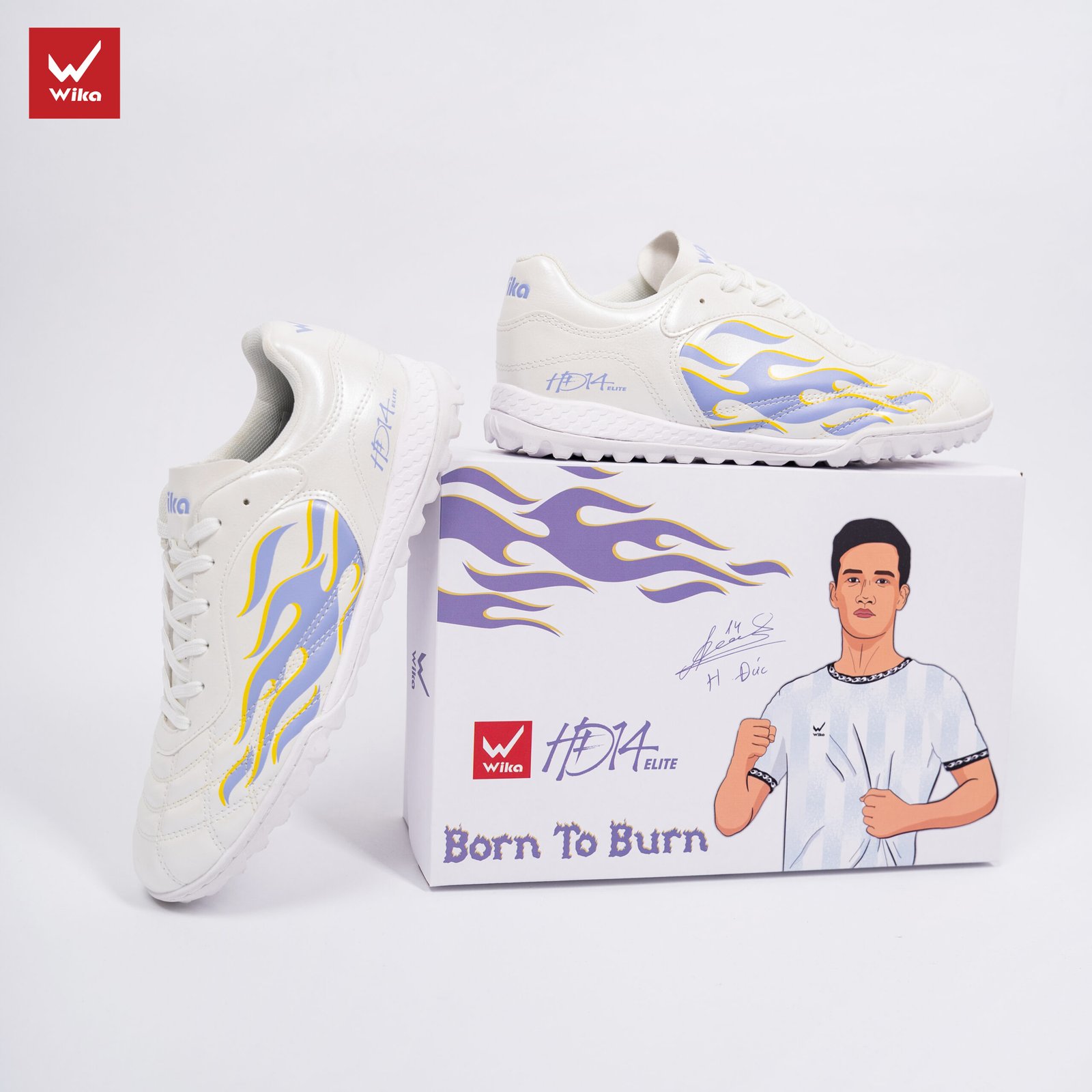 Giày Bóng Đá Wika HĐ14 Elite Trắng Tím